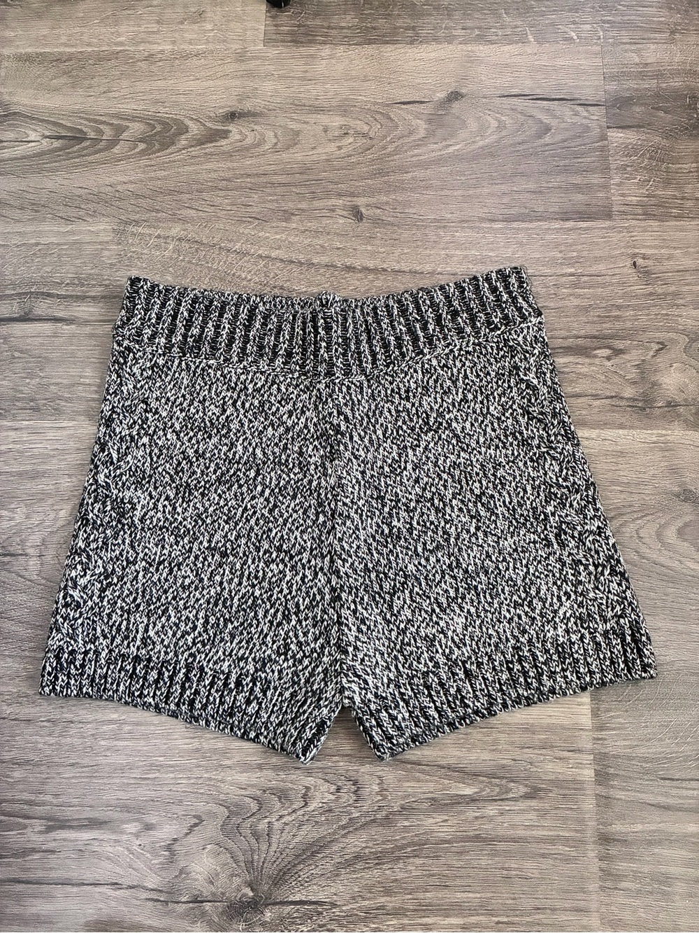 Zara Marled Black and White High-Waist Knit Shorts